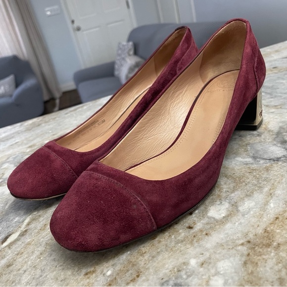 Tory Burch Evelyn 45mm Block Heel Pump Port Suede Leather Women’s 6.5 - Picture 3 of 15